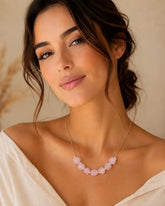 Colar Quartzo Rosa Bruto Banho Ouro