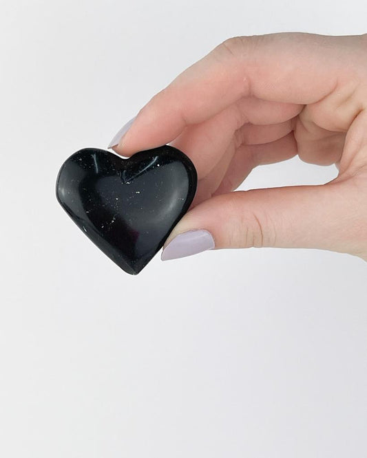 Coração Obsidiana preta 3,0 a 3,5 cm aprox.