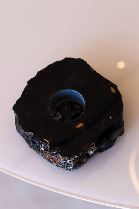 Porta Vela Obsidiana Semi Polida Preta