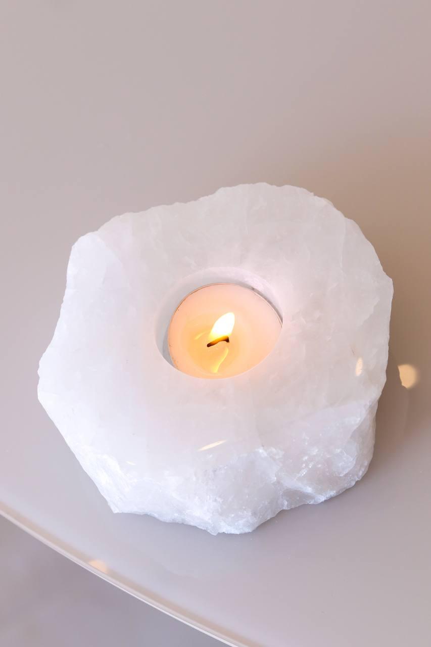 Porta Vela Quartzo de Cristal Polido