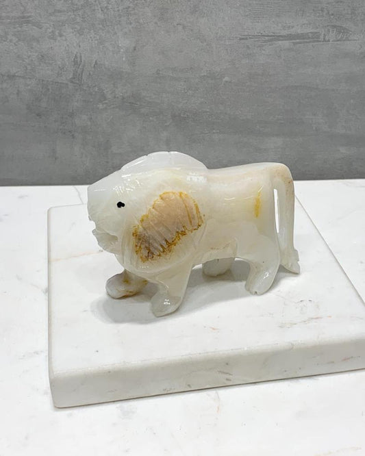 Leão de Pedra Ônix branco