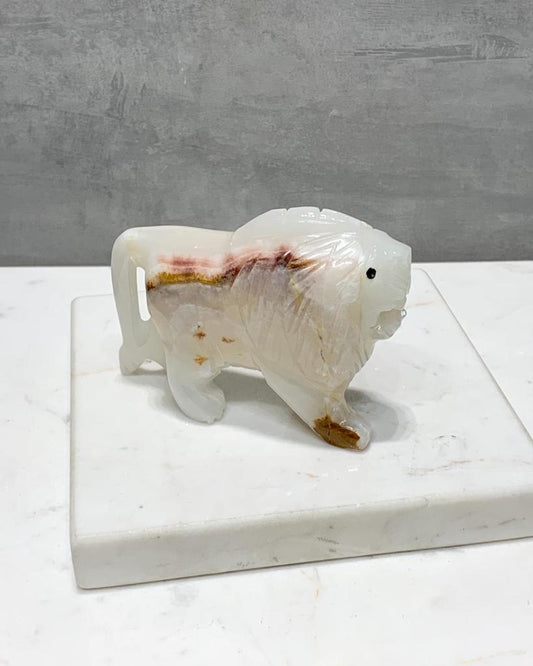 Leão de Pedra Ônix branco