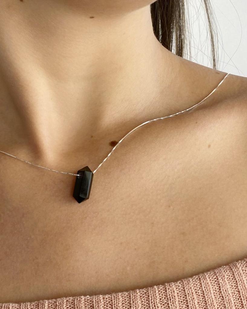 Colar Obsidiana Biterminado Prata 925