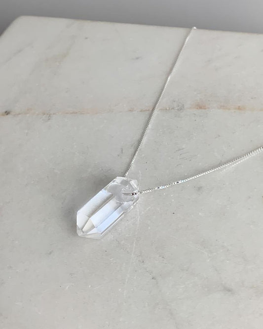 Colar Quartzo Cristal Biterminado Prata 925