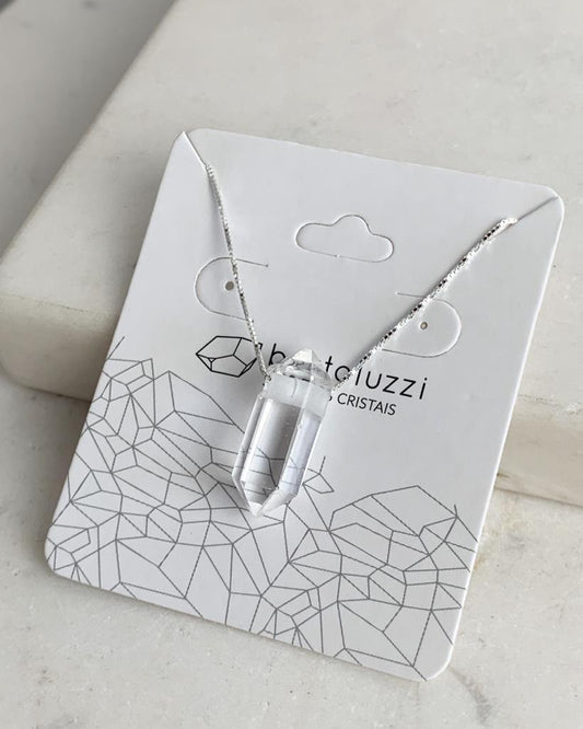 Colar Quartzo Cristal Biterminado Prata 925