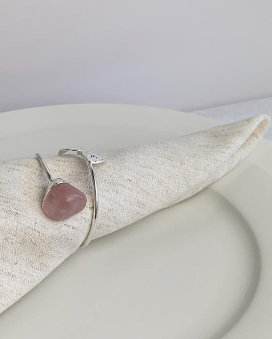 Porta Guardanapo Dou Quartzo Rosa Banho Prata