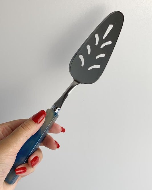 Espátula Para Bolo Ágata Azul Tingida