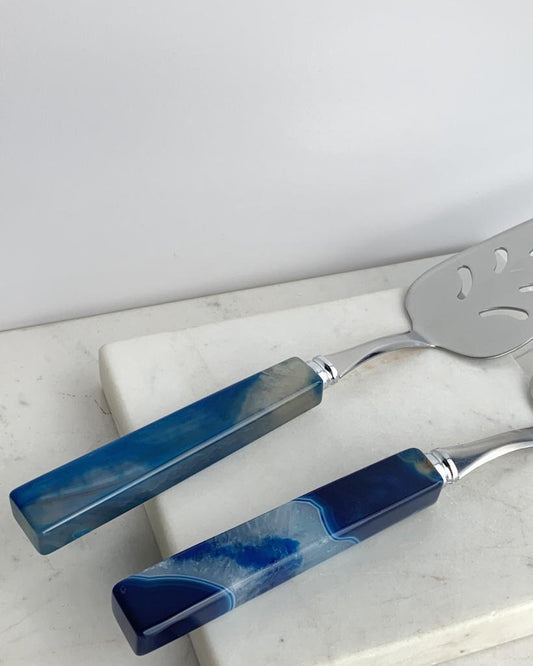 Espátula Para Bolo Ágata Azul Tingida