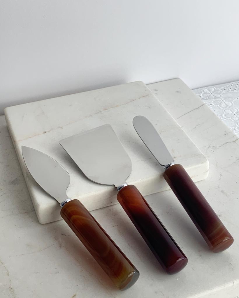 Conjunto Para Queijos Ágata Vermelha