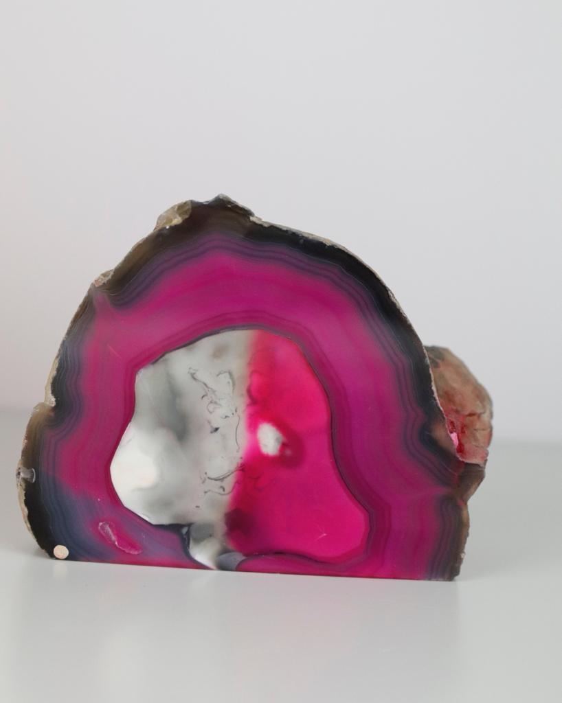 Pedra Ágata Rosa Tingida Polida 1.428 Kg aproximadamente