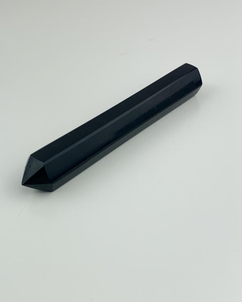 Bastão Massageador Obsidiana Preta Biterminado 37 a 50 gramas