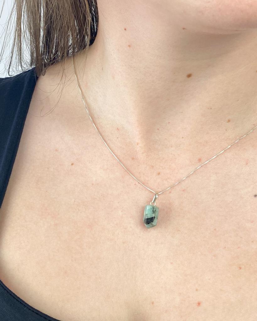 Colar Ponta Esmeralda Prata 925
