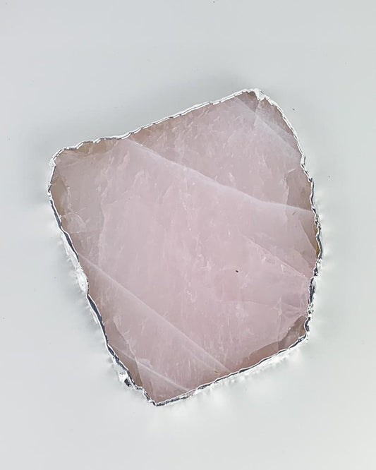 Bandeja Quartzo Rosa Banho Prata 1,149 a 1,345 Kg