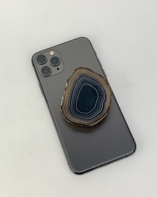 Suporte para celular de Ágata Preta tingida