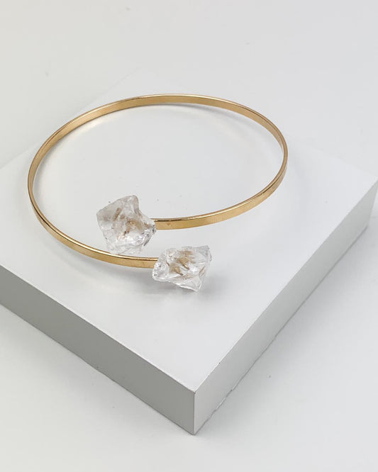 Bracelete duo Cristal de Quartzo Banho Ouro
