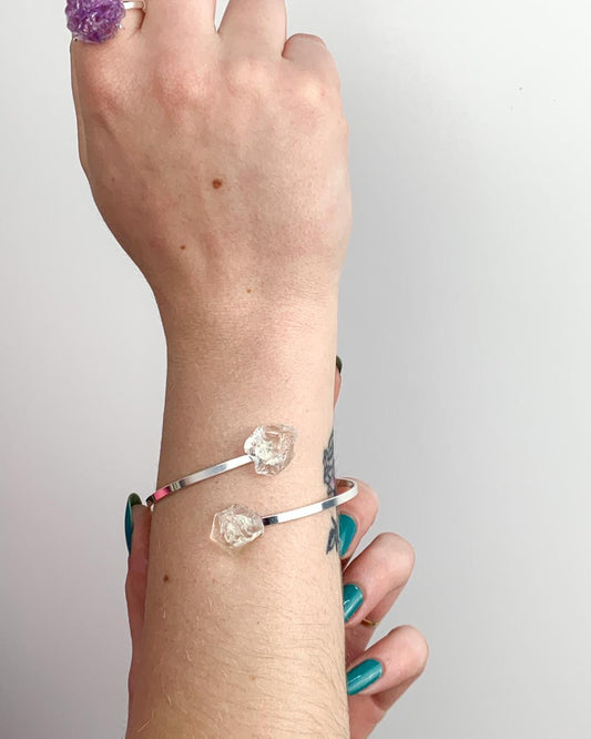 Bracelete duo Cristal de Quartzo Banho Prata