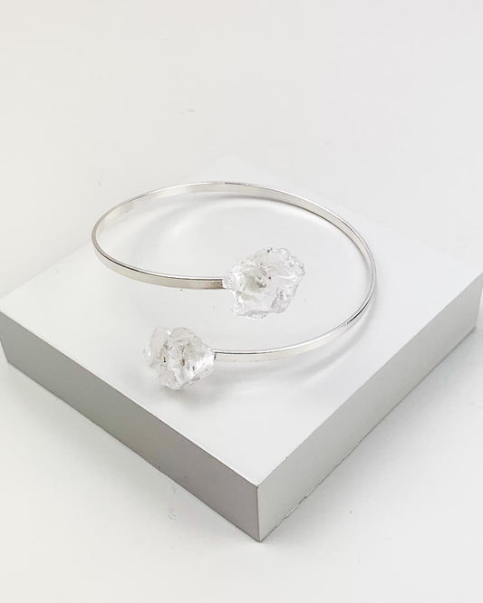 Bracelete duo Cristal de Quartzo Banho Prata