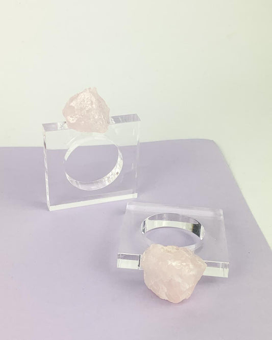 Porta Guardanapo Quartzo Rosa Bruto
