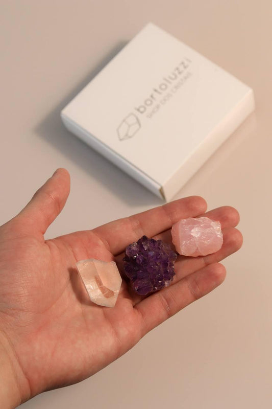 Kit Tríade dos Cristais - Ametista/Ponta Cristal/Quartzo Rosa