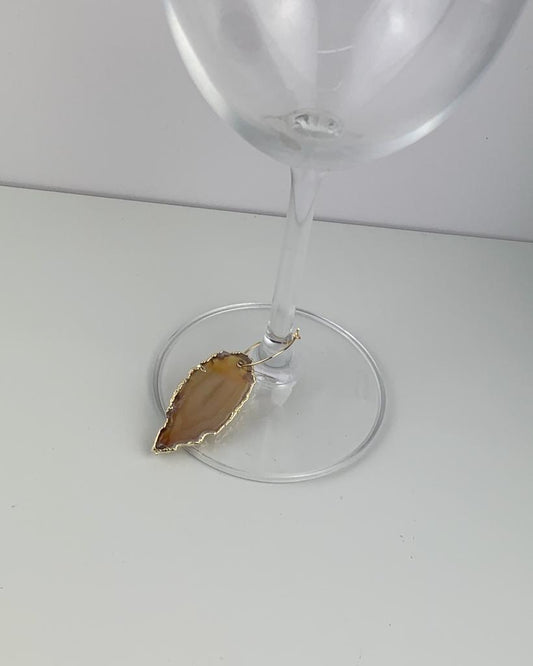 Marcador de Taça Ágata Natural Banho Ouro
