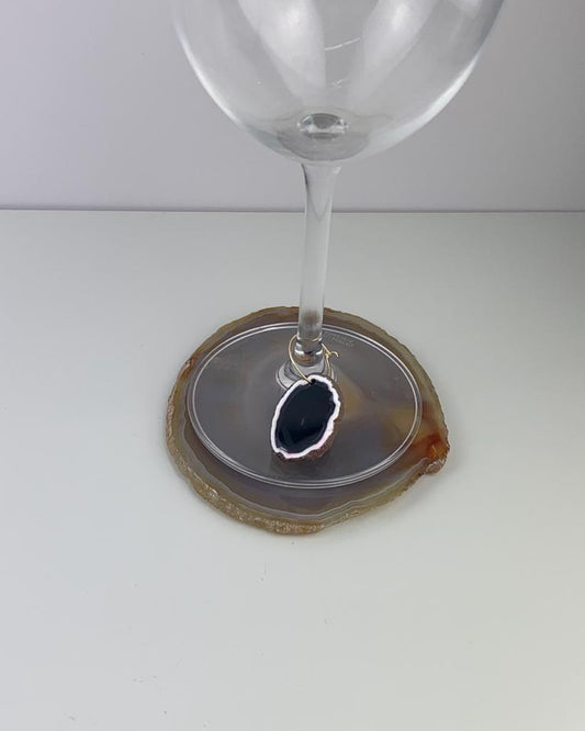 Marcador de Taça Ágata Preta Tingida
