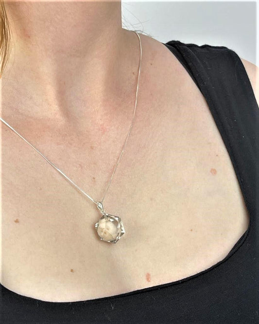 Colar Quartzo Fumê Estrela de Davi Prata 925