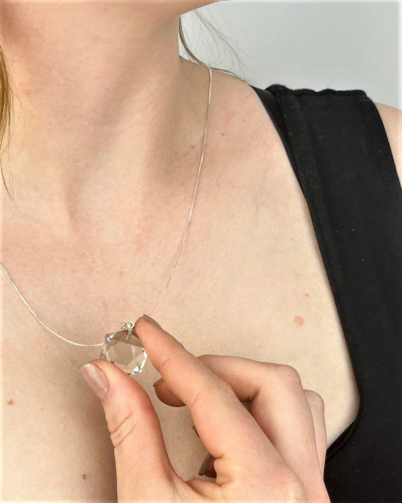 Colar Quartzo Fumê Estrela de Davi Prata 925