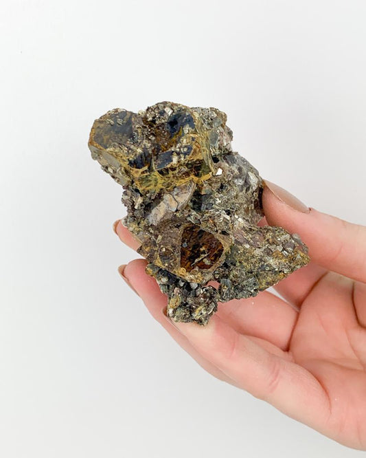 Pedra Quartzo Mica Siderita bruta 136 gramas