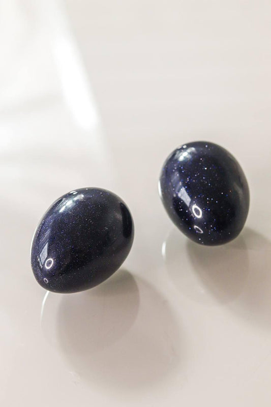 Ovo Pedra Gold Stone Azul 5cm Aprox.