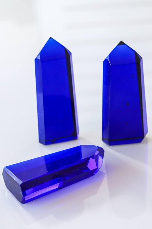 Ponta Obsidiana Azul Canalizador Polida 123 a 137 Gramas