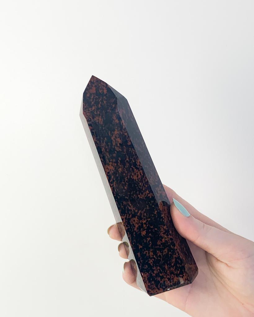 Ponta Obsidiana Cor do Mogno Polida 380 gramas aprox.
