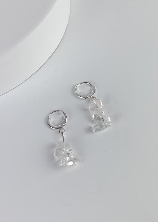 Brinco Quartzo Cristal Summer Vibes Banho Prata