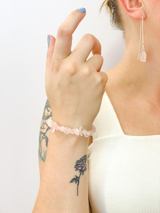 Pulseira Cascalho Quartzo Rosa