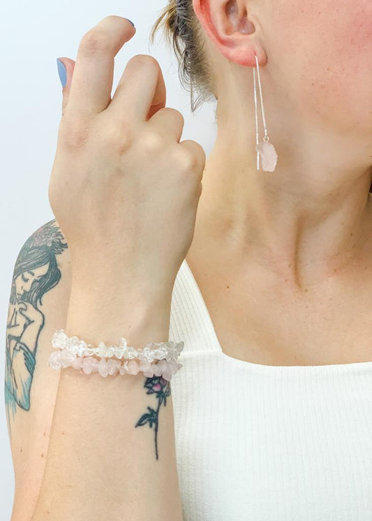Pulseira Cascalho Quartzo Rosa