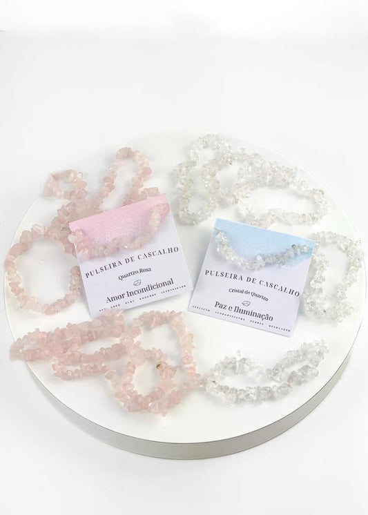 Pulseira Cascalho Quartzo Rosa