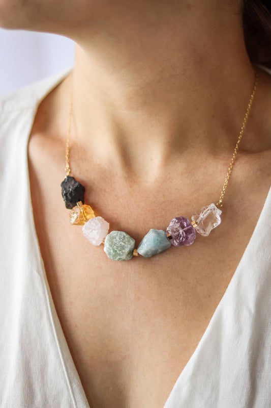 Colar Cubos Chakras Banho Ouro