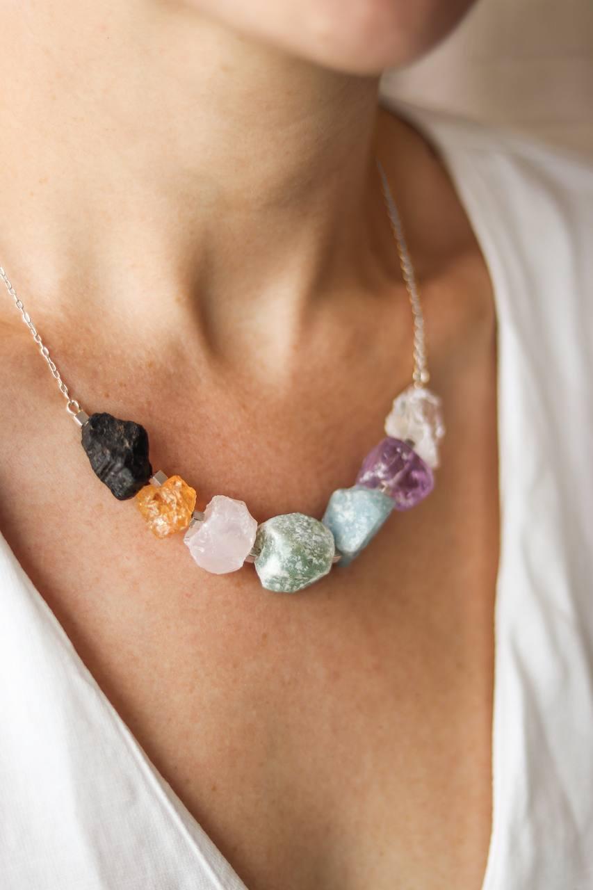 Colar Cubos Chakras Banho Prata