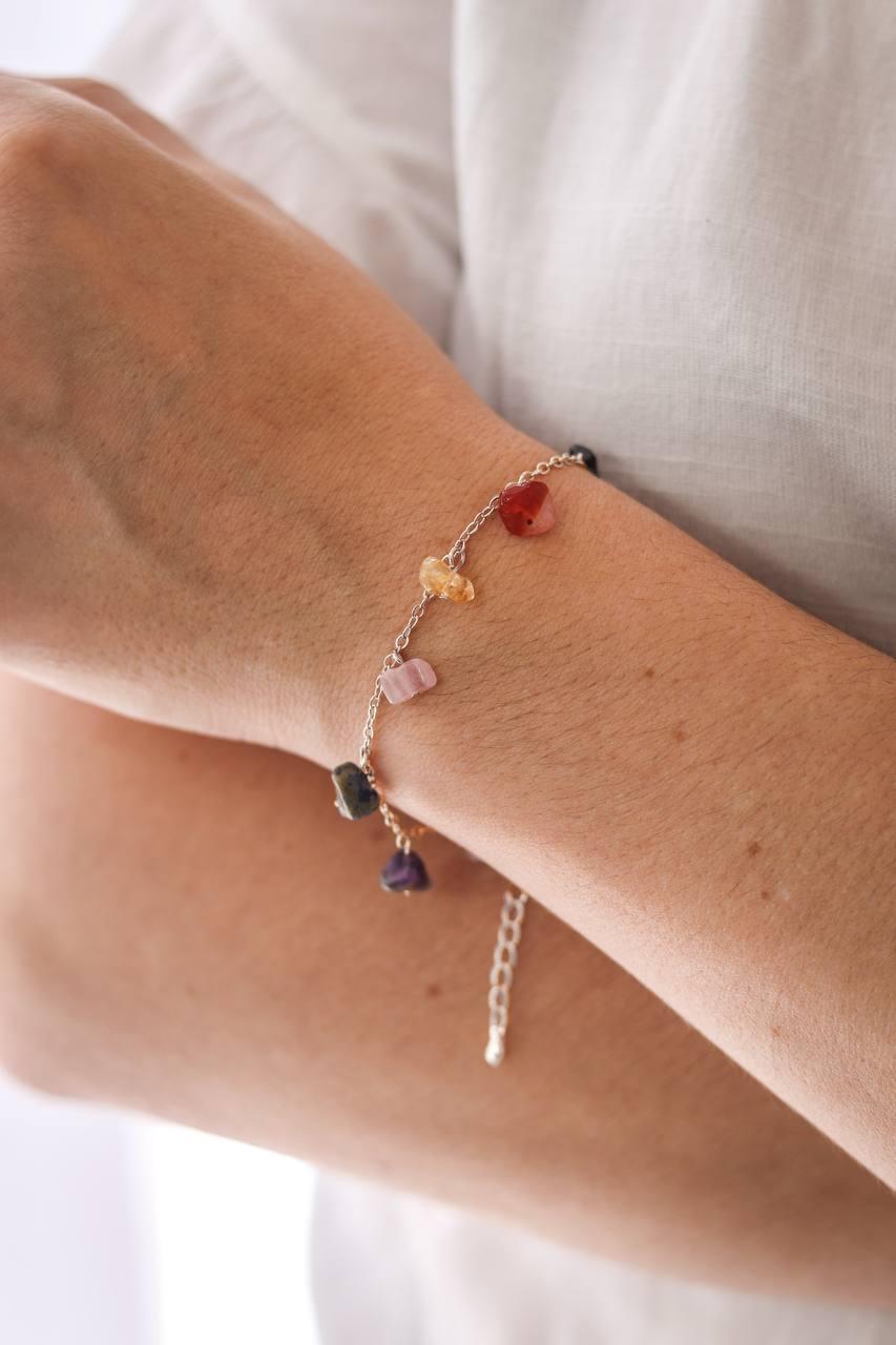 Pulseira Chakras Banho Prata