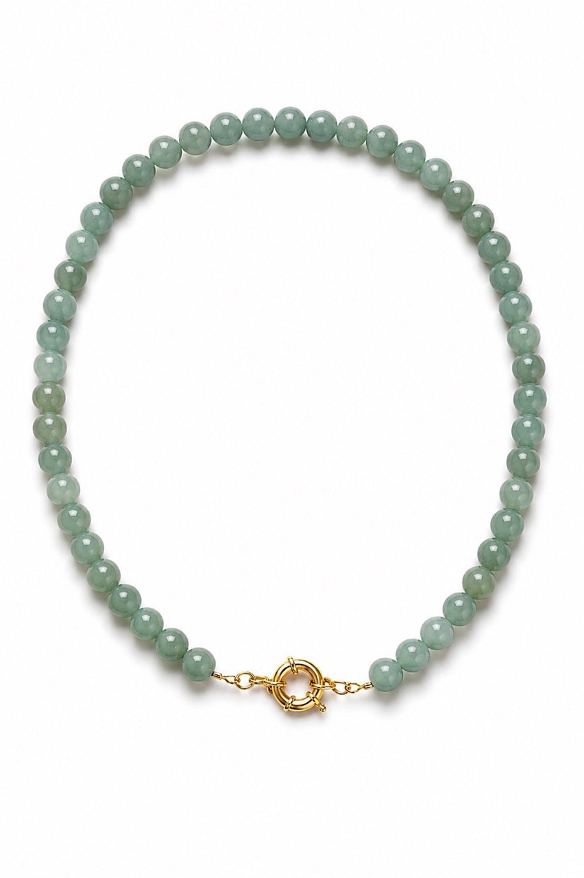 Choker Pedra Natural Aventurina Esferas Raiz  Banho Ouro