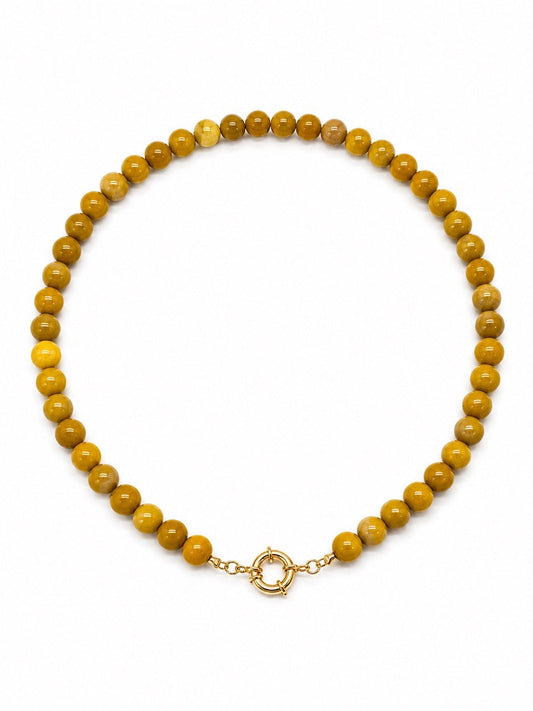 Choker Pedra Natural Moukaita Esferas Raiz Banho Ouro