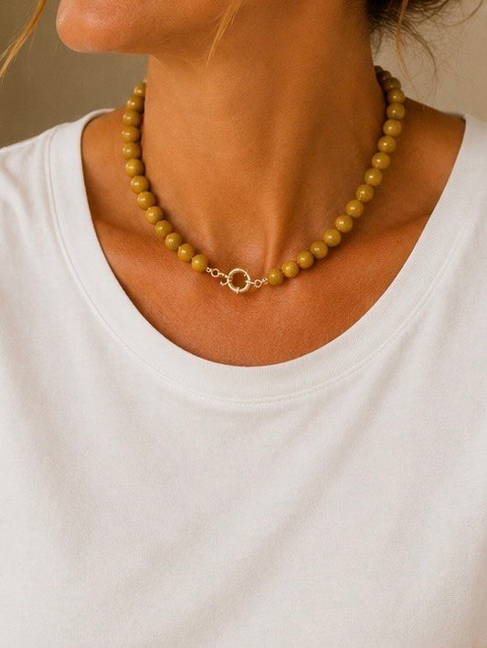 Choker Pedra Natural Moukaita Esferas Raiz Banho Ouro