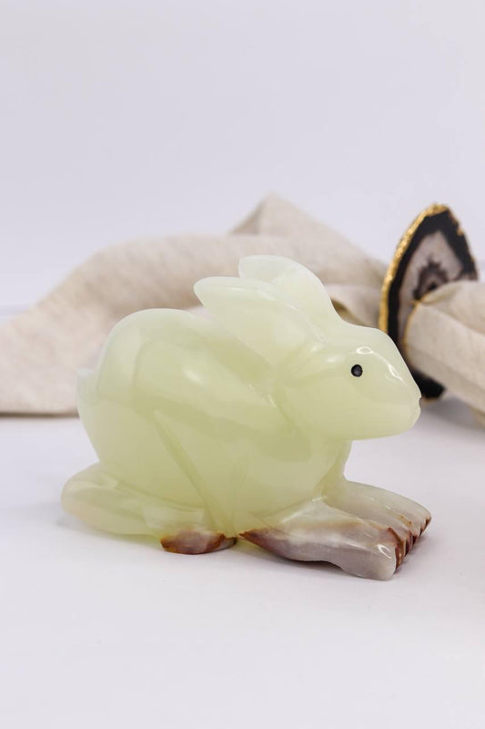 Coelho de Pedra Ônix branco