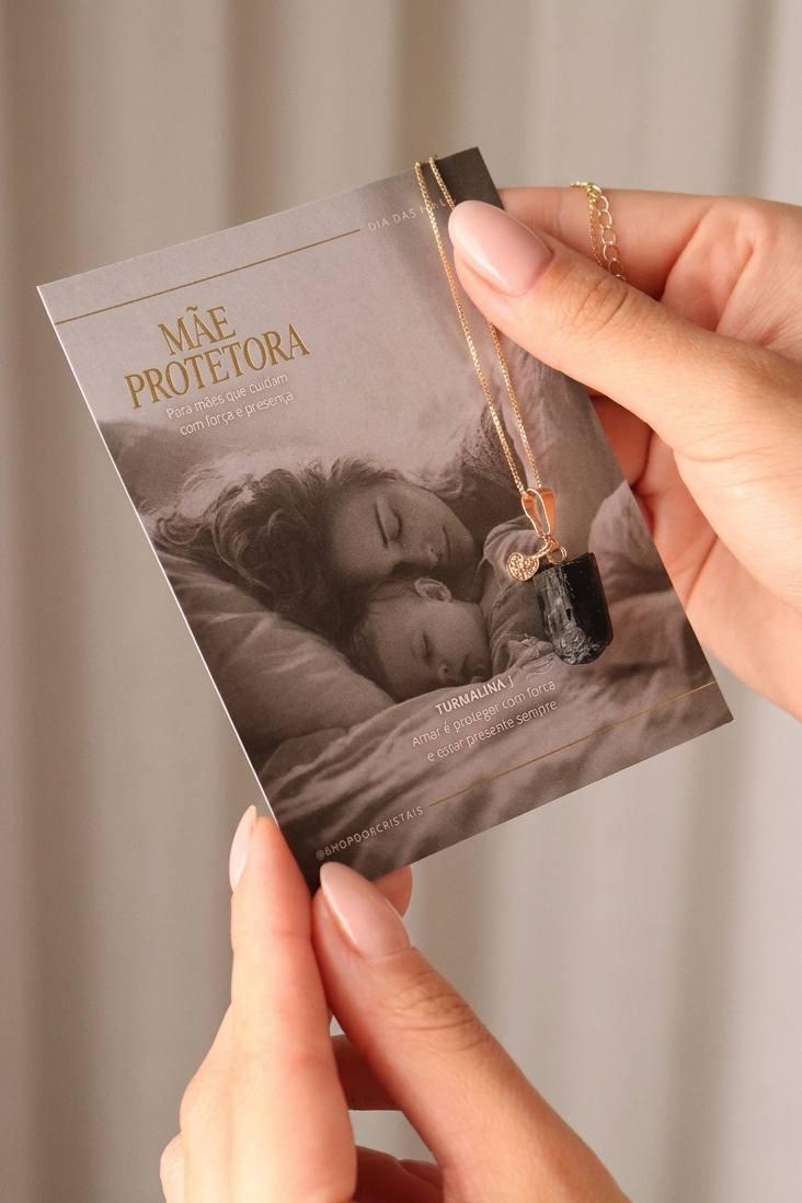 Colar Dia das Mães - Mãe Protetora com Pedra Turmalina