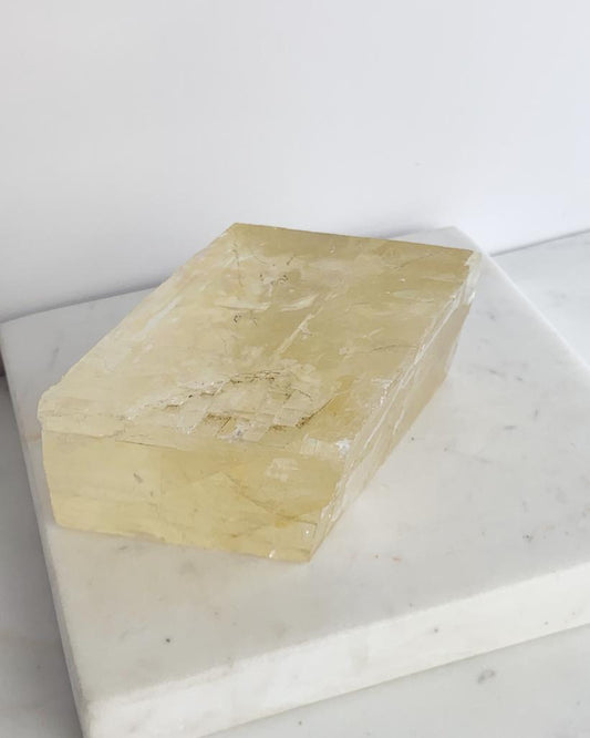 Pedra Calcita Ótica Amarela Bruta 620g