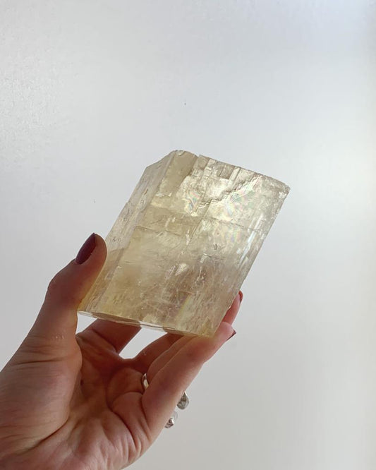 Pedra Calcita Ótica Amarela Bruta 620g