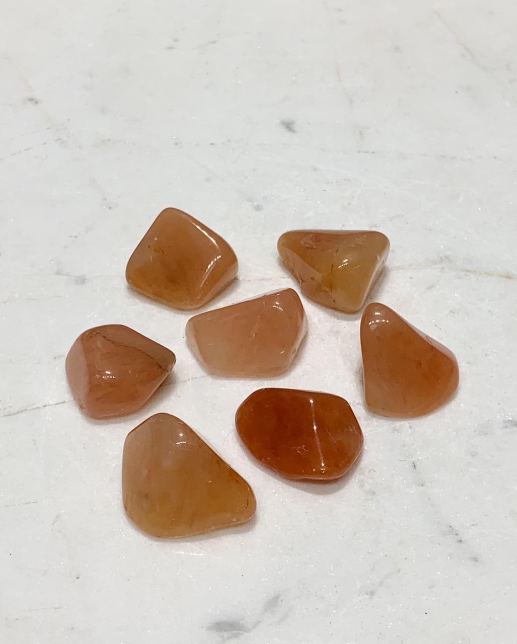 Pedra Quartzo Damasco rolado Papaia 6 a 8 gramas