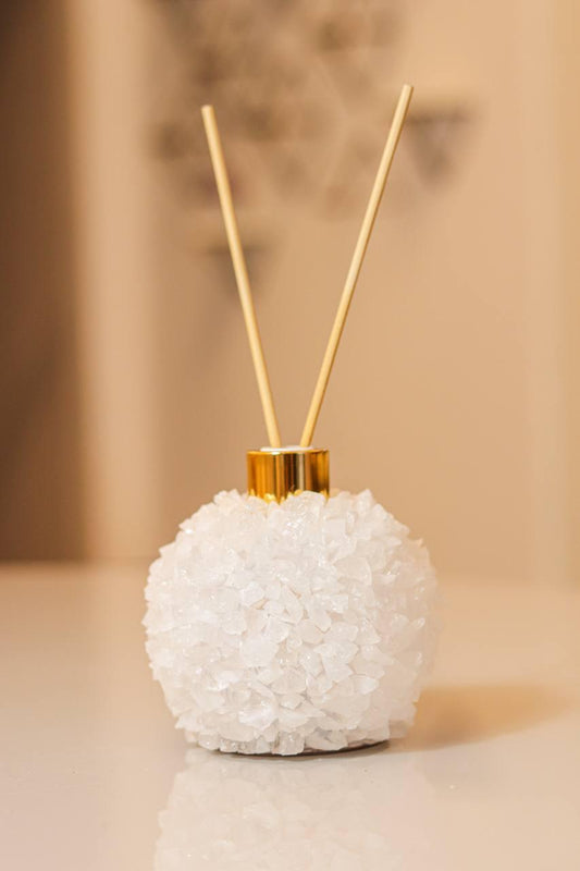 Difusor Quartzo Branco Banho Ouro