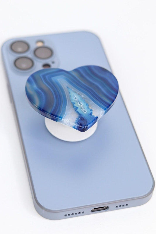 Suporte para celular Coração Ágata azul