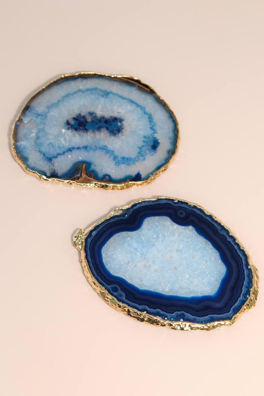 Chapa Ágata Azul Banho Ouro 261 a 332 gramas aprox.