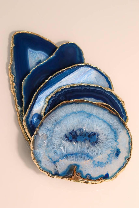Chapa Ágata Azul Banho Ouro 261 a 332 gramas aprox.
